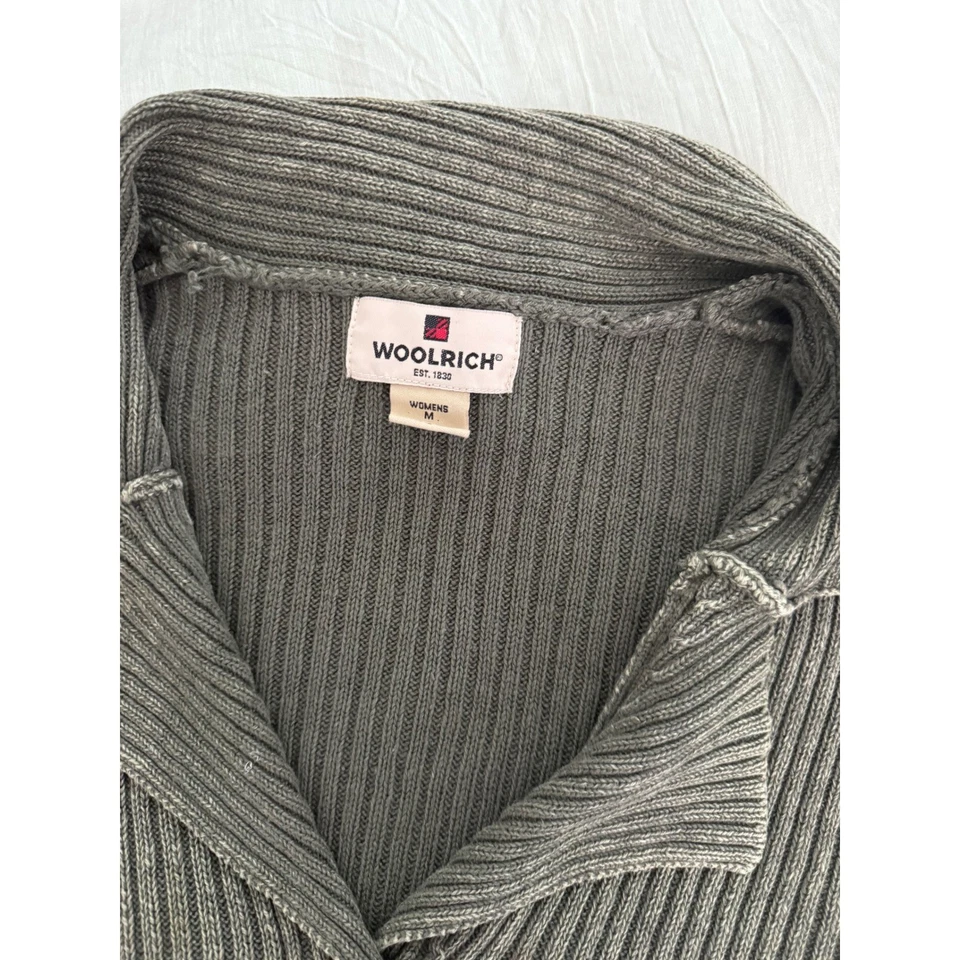 Suéter cárdigan tejido acanalado verde oliva Woolrich para mujer con bolsillos mediano M Foto 4 de 4