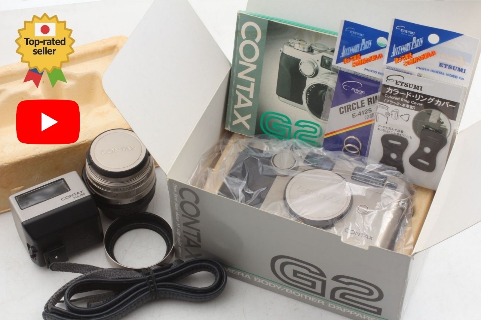 Boxed [Top MINT w/ Flash] Contax G2 35mm Film Camera 28mm Lens TLA200 from Japan