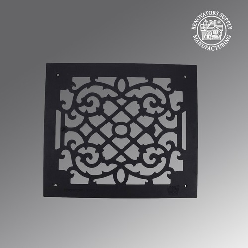 Black Air Vent Cover Grille Floor With Rose Thorne Design 13.8" H x 15.8" W - Picture 3 of 9