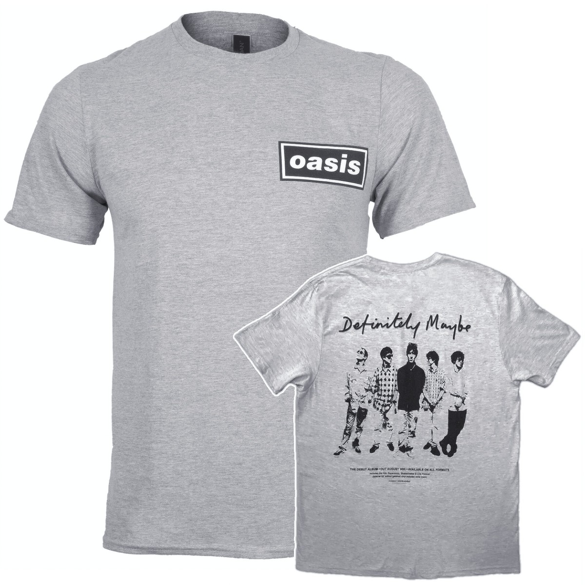 Official Oasis Definitely Maybe Promo T Shirt New Grey S M L XL
