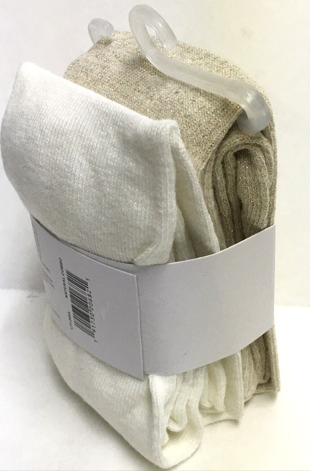 PACK OF 2 Girls Capelli NY Metallic Gold and Ivory Sweater Tights Size 2T-4T NIP - Image 2 of 3