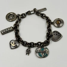 Brighton Peace World Dove Heart Charm Heart Bracelet