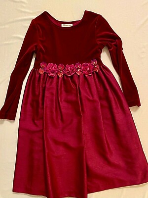 BONNIE JEAN Girls Long Sleeve DRESS-Child M (6X)-Stretch Top