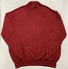 Raffi Long Sleeve Mock Neck Sweater Men's Large Red Italian Modal Blend