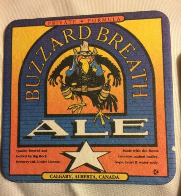 4 Beer Coasters Buzzard Breath Ale Big Rock Brewery Alberta Canada New Old