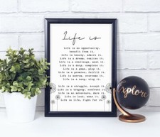 Life Is by Mother Teresa, Office Wall Art D cor, Classroom Poster Print