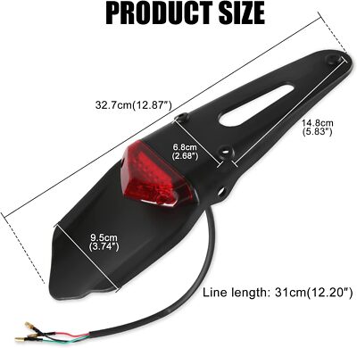 BREDUXSER Feu Arrière LED Moto Dirt Bike - Lumière Frein Universelle Avec Support Pour Off-Road SMR 690 CR EXC WRF