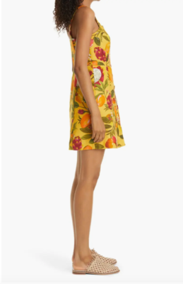 farm rio frutas linen mini dress FARM RIO FRUIT LOVERS LINEN MINI YELLOW DRESS XS