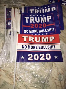 Lot of 25 small hand held trump 2020 flag’s vinyl No More BS