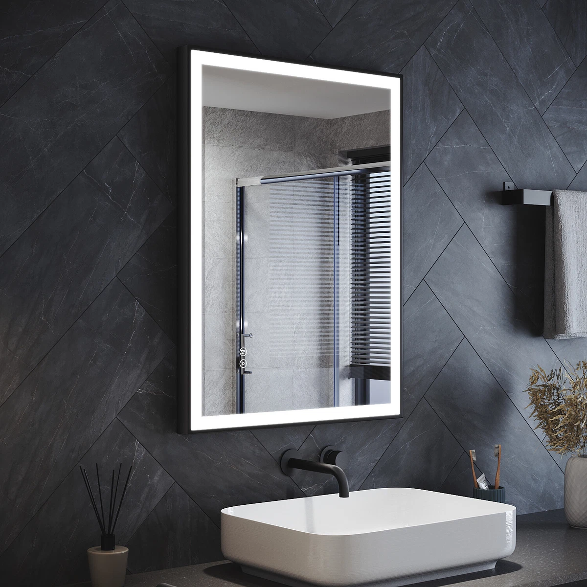 Led mirror sale with black frame