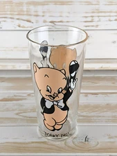 1973 Pepsi Cola Looney Tunes Porky Pig Collector Glass  Warner Bros 6.25"
