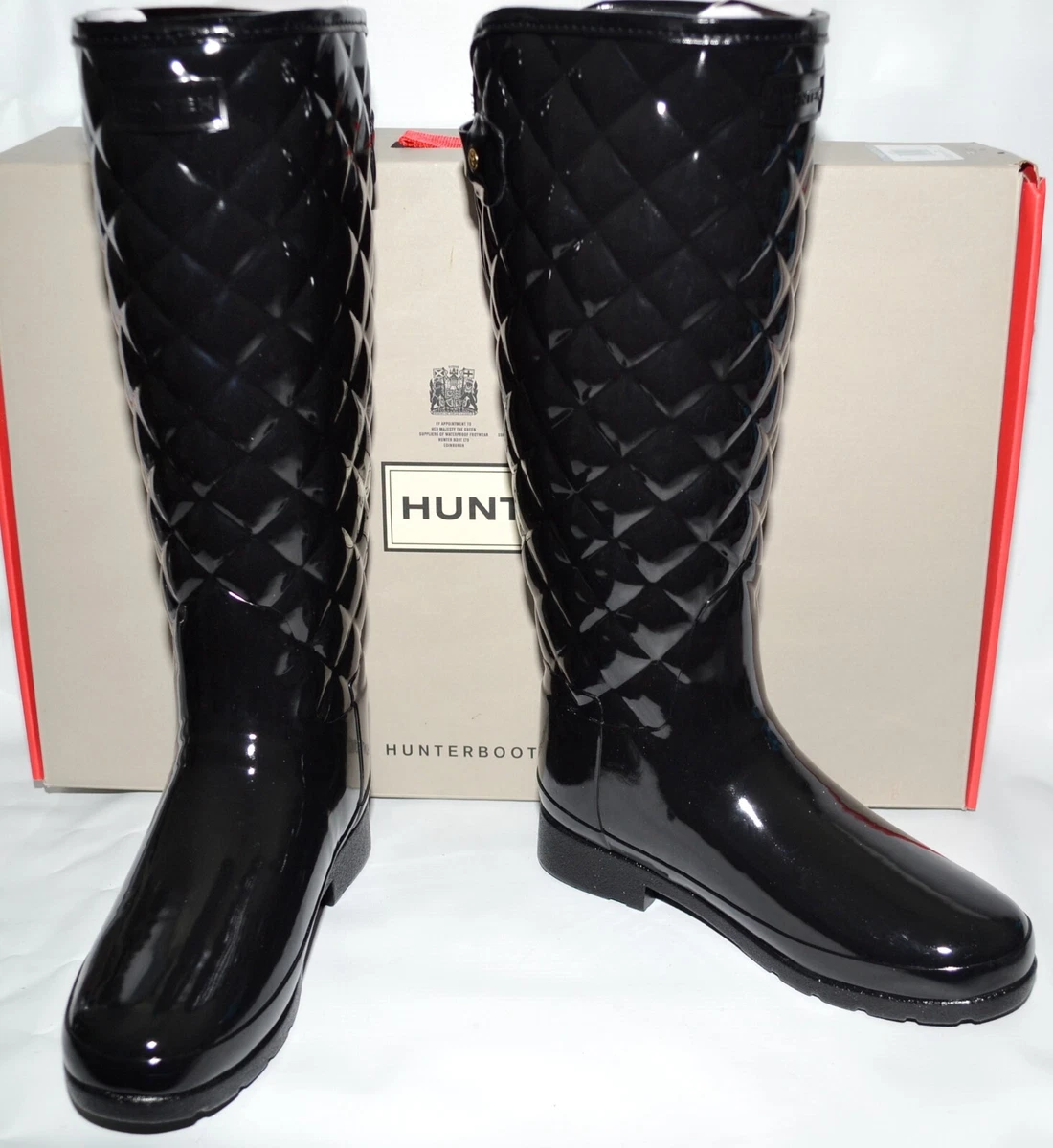 Black quilted cheap wellington boots