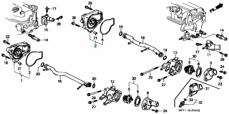 Bomba de agua genuina Honda Civic Del Sol EG2 1994-1995 19200-P30-003 OEM nueva B16A Foto 2 de 4