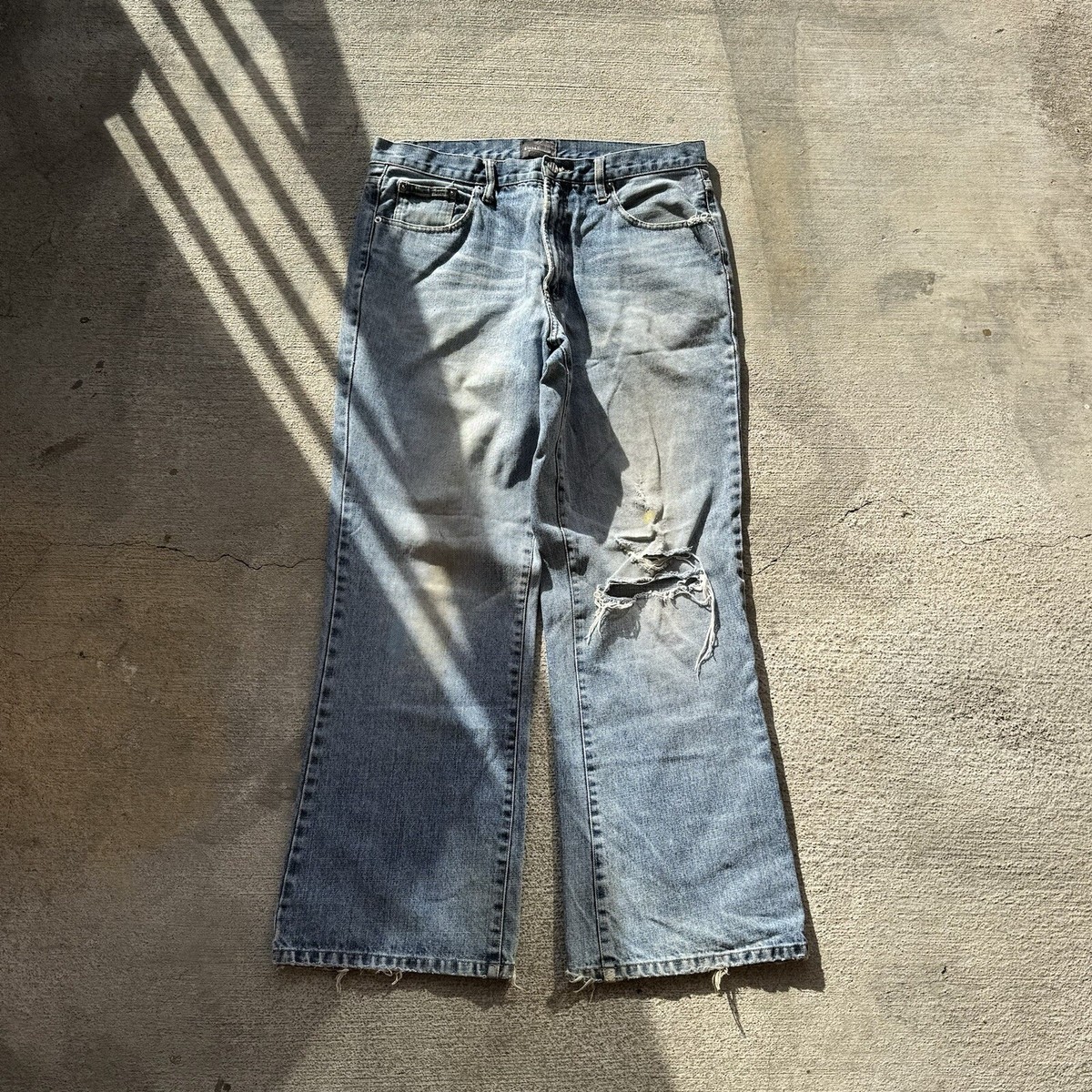 【DISCERNMENT】Unisex basic indigo wide slip denim Zip Denim Jeans Indigo | The Webster