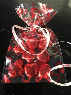 Herz Geschenktüte 8 Stück rot Folie Milchschokolade Liebe Herzen Geschenk Hochzeit Valentinstag