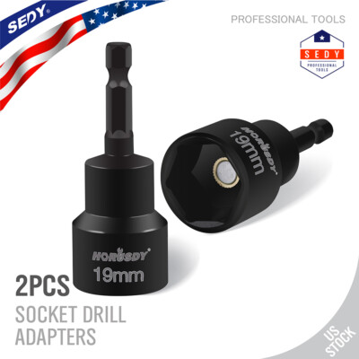 2PC RV Scissor Jack Socket 19 mm Hex Magnetic Nut Connect Change Power Drill