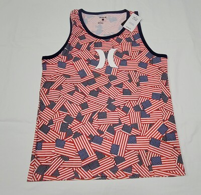 Hurley Men's Flag Four Corners AOP Jersey Fashion Tank Unity Red
