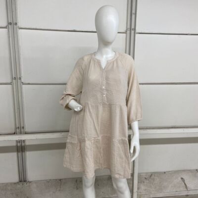 MICHAEL STARS Sonia Tiered Gauze Dress Women's Size M Cement