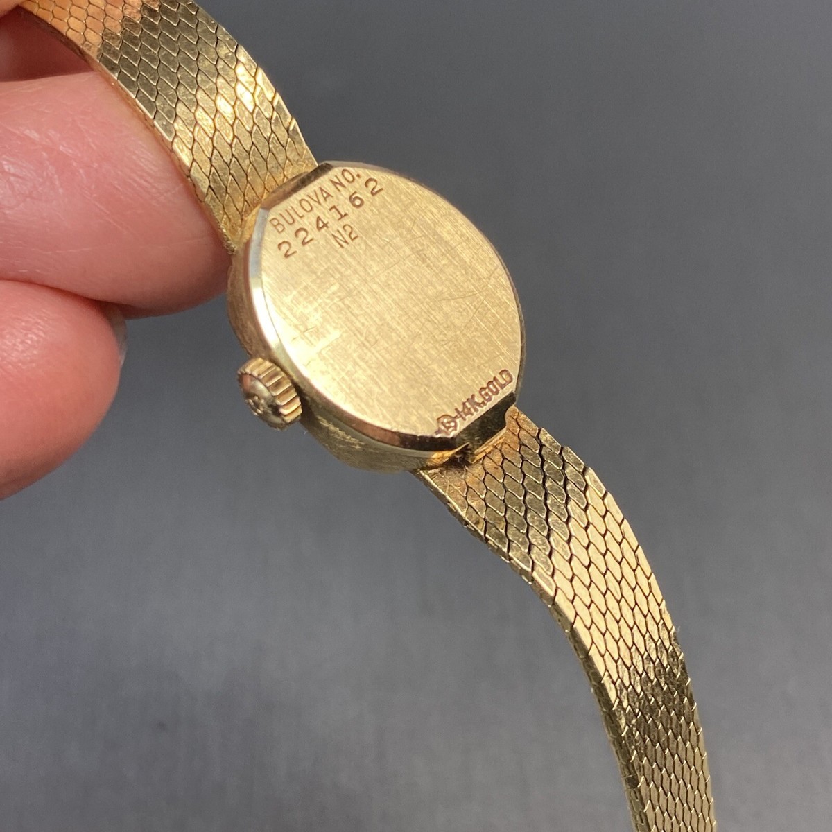 Dior Bulova Vintage 14K Yellow Gold Watch Textured Bracelet Dior Bulova Vintage 14K Yellow Gold Watch Textured Bracelet