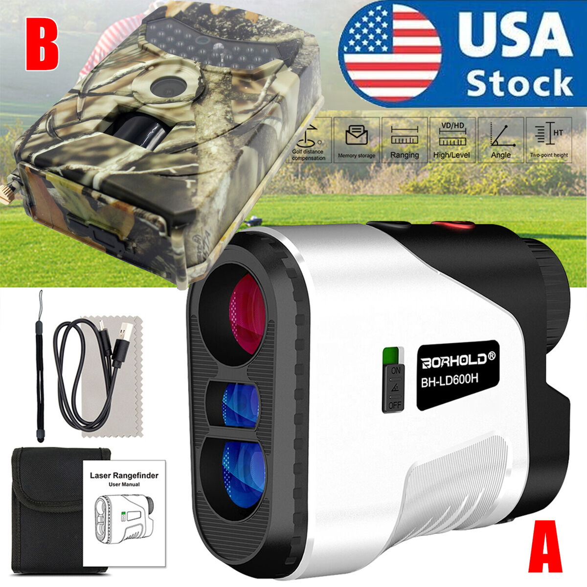 Golf Rangefinder 656 Yard 6.5X Magnification Golf Range Finder/Hunt Trail Camera