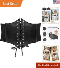 Women  s Waspie Corset Belt - High Stretch Lace-Up Design, Size 26''-29''