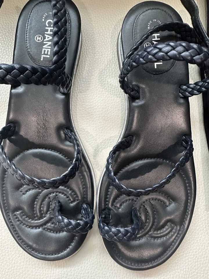 Sandalia trenzada de cuero Chanel talla 37,5 venta al por menor 1300,00 Foto 3 de 4