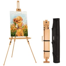 Portable Easel for Painting with Bag, Tilting Flat & Adjustable Beech Wood Ar...
