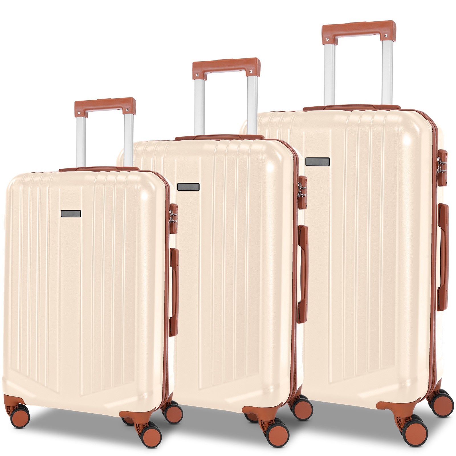 Set 3 Piece Abs+pc Hard Shell Suitcases 20"/24"/28" With Spi