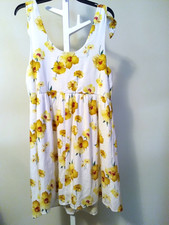 Paper Moon Floral Dress Sz S Lined Shoulder Tie Yellow Romantic Cottage Boho