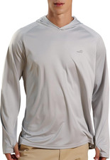 Men'S UPF 50 Long Sleeve Sun Shirts UV Protection Hoodie Rash Guard Hiking Fish