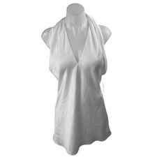 NEW Show Me Your Mumu White Silk Satin Halter Open Back Mini Slip Dress Size XS