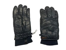 Vtg 80s 90s WELLS LAMONT Black Warm LEATHER WINTER GLOVES Ski Snowboard Men's L
