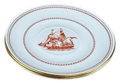 Spode Trade Winds Saucer for Cream Soup Bowl VTG Green Mark England - Set of 2
