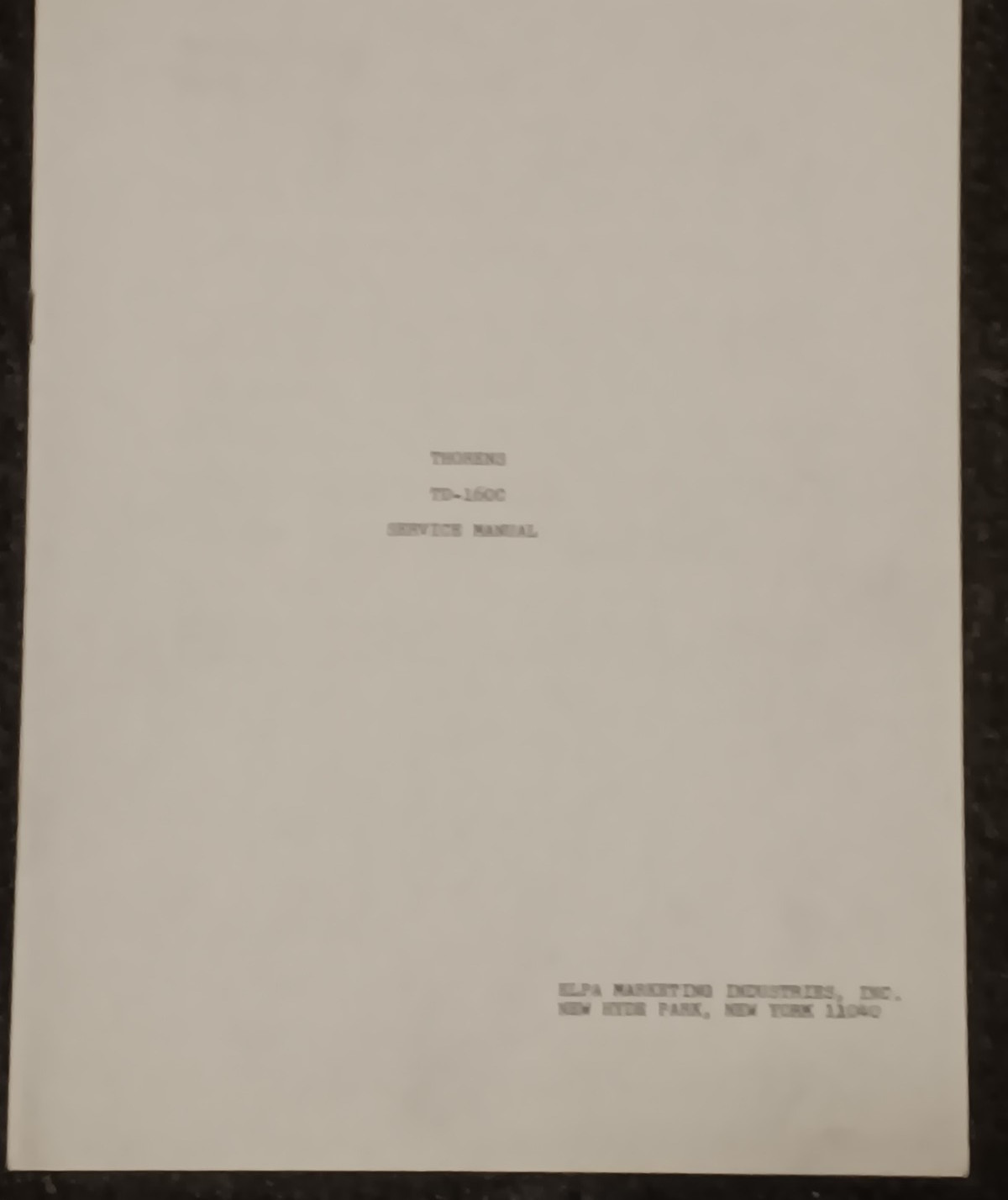 THORENS ELPA TD 160C Turntable Service Manual Photocopy