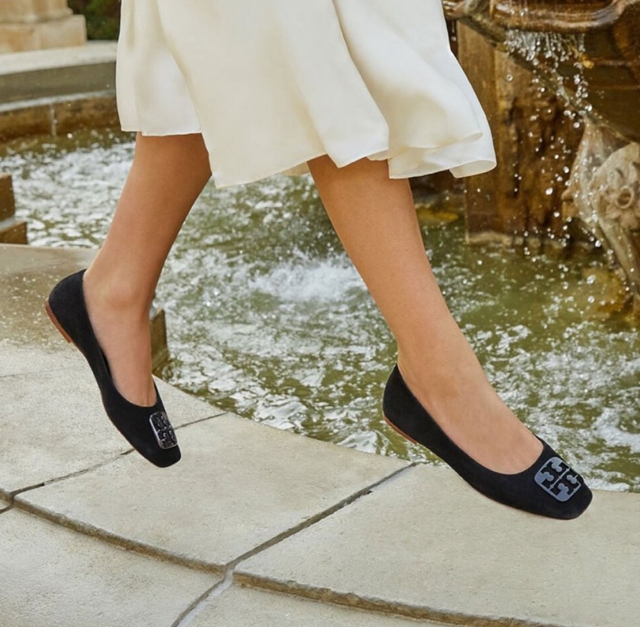 NEW TORY BURCH GEORGIA BALLET ATHENE CALF LEATHER IN BLACK