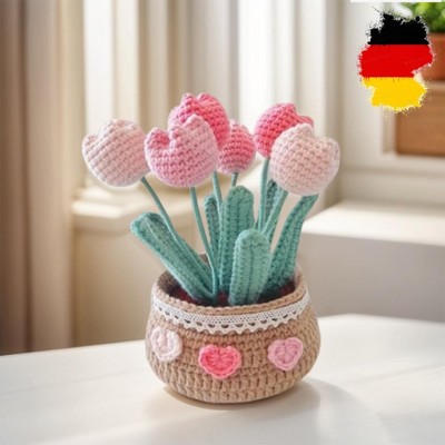 DIY Flower Potted Crochet Kits Hand Woven Knitting Kits for Sew Crafts Lovers