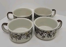4 Vintage Floral Jumbo Soup Mug Otagiri Stoneware