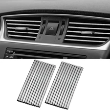 20 Pcs Silver Car Vent Outlet Trim Strip Chrome PVC Car Air Conditioner Vent Out