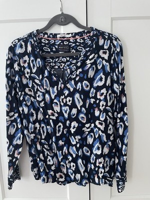 Cecil M Bluse Bunt Blau Weiß Flecken Muster