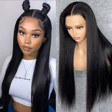 13x4 Long Natural Black Lace Front Wigs Pre Plucked Hairline Soft As Human Hair
