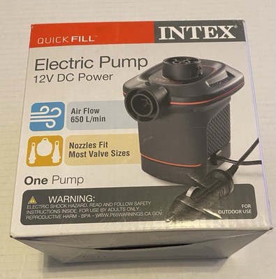 Intex Quick Fill DC Electric Air Pump  12V Car Plug  Max  Air Flow 21 2CFM