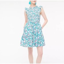 J.Crew Flutter Sleeve Mini Dress Floral Smocked Cottagecore Small
