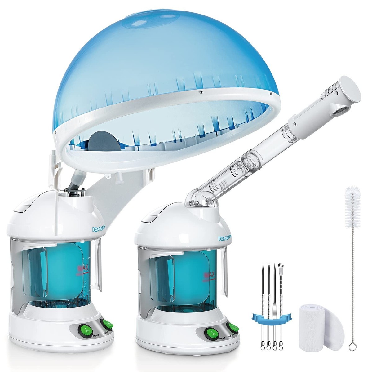 DENFANY Hair Steamer, 2 in 1 Hair and Face Steamer for Natural