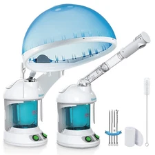 DENFANY Hair Steamer, 2 in 1 Hair and Face Steamer for Natural Hair with UV O...