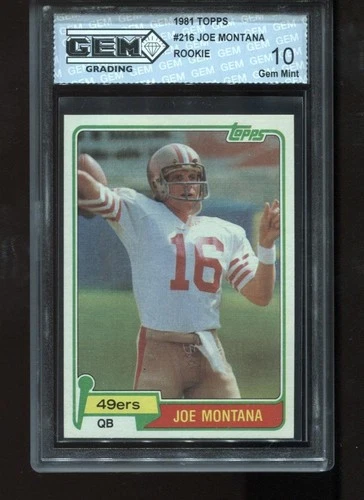 Joe Montana Rookie 1981 Topps #216 RC Card NFL San Francisco 49ers GEM MINT 10