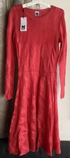 M Missoni Long-Sleeve Fit and Flare Midi Knit Dress Coral sz US M/IT 42 750 NWT