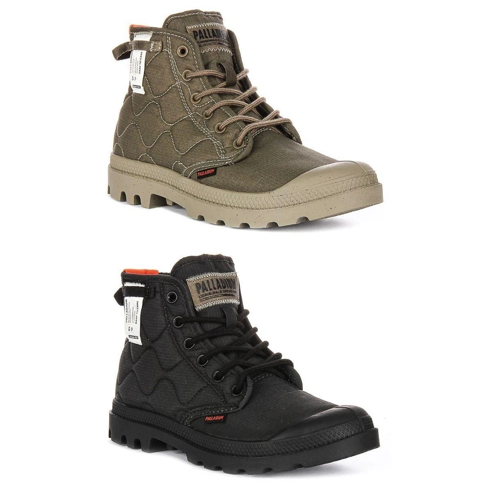 Bottes Pour Femmes Palladium Pampa Re-Quiltées En Toile Vegan Olive EU 37-47 - Photo 1/1