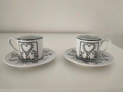 Very Rare Set of 2 Coffee Cups with Saucers - Keith Haring x Konitz