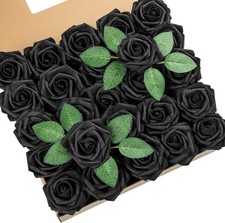 DuHouse 25Pcs Artificial Roses Flowers Fake Roses with Stems Real Touch Foam Flo
