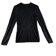 Moda International Y2K Top Glitter Marble Black Whimsigoth Double Layer Sheer S